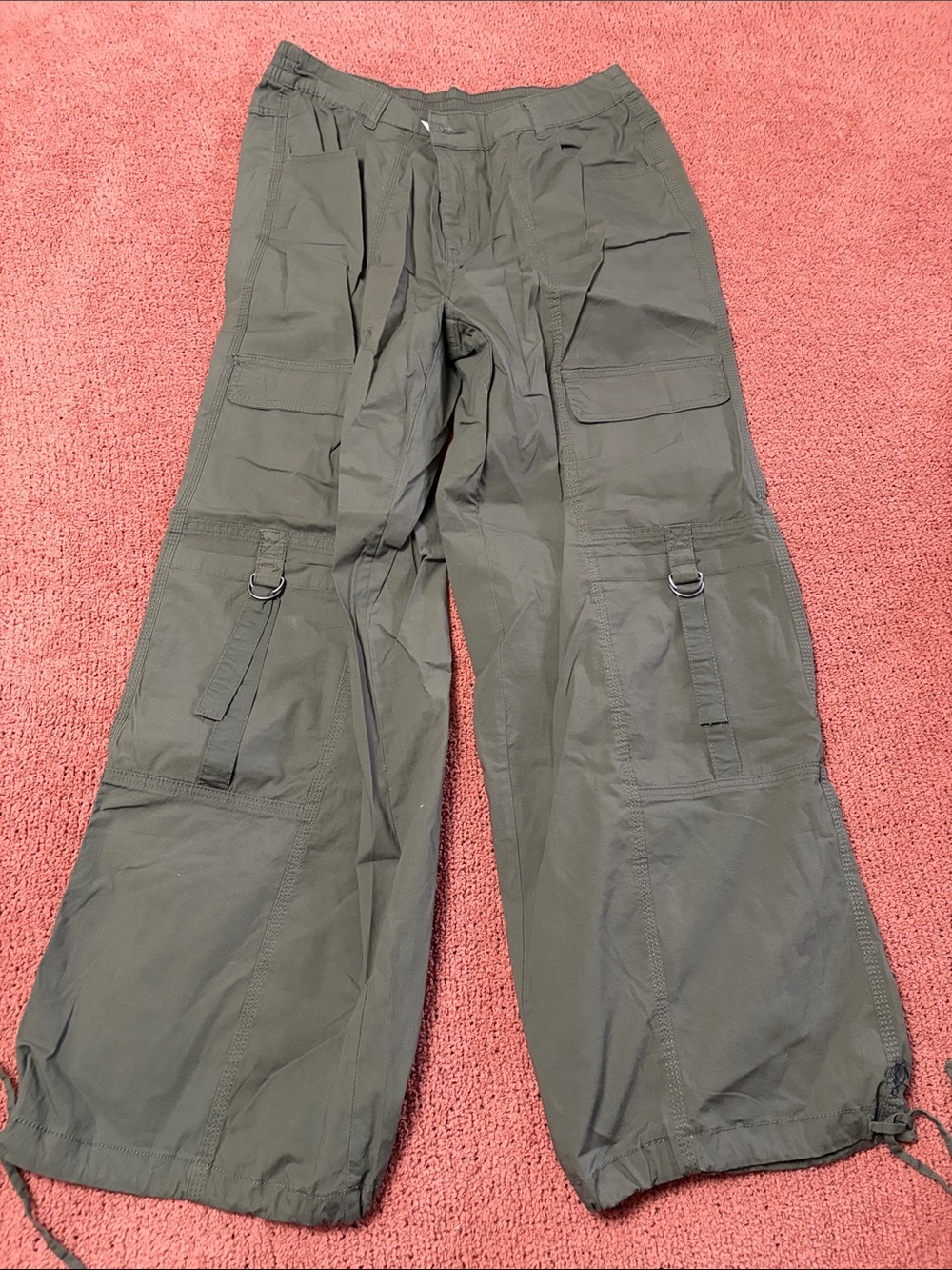 No Boundaries Olive Green Cargo Trousers with D-Ring Details